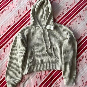 Pink Rose NWT cream semi cropped hoodie sweater.